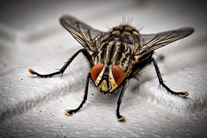 macro photo of black fly