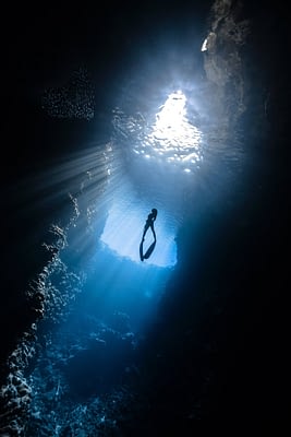 scuba diver under water