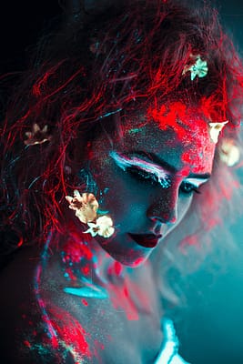 woman with neon makeup